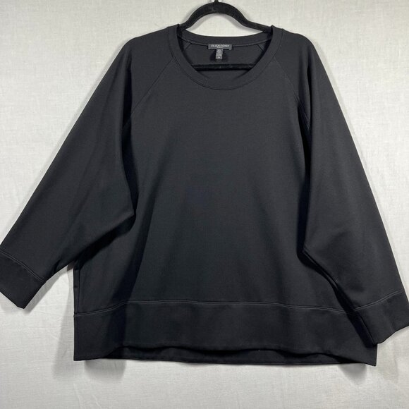 Eileen Fisher Sweater Womens 2X Lyocell Soft Black Round Neck Oversized Made USA - Picture 4 of 11